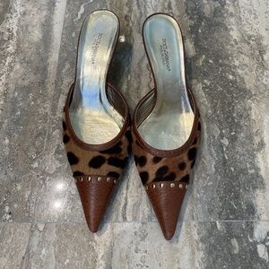 AUTHENTIC DOLCE GABBANA LEATHER LAOPARD MULES 38.5 - 8.5